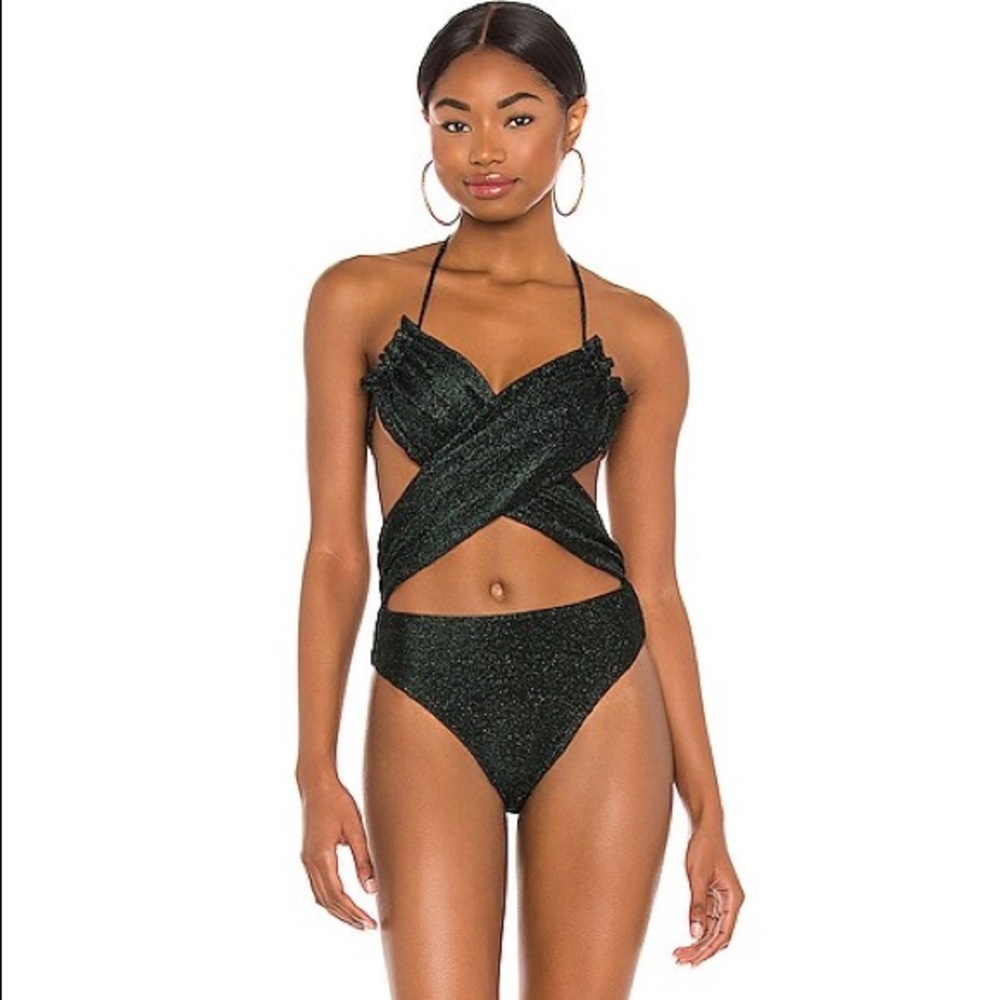NWT Devon Windsor Astrid Full Piece Midnight Green Swimsuit Size Small